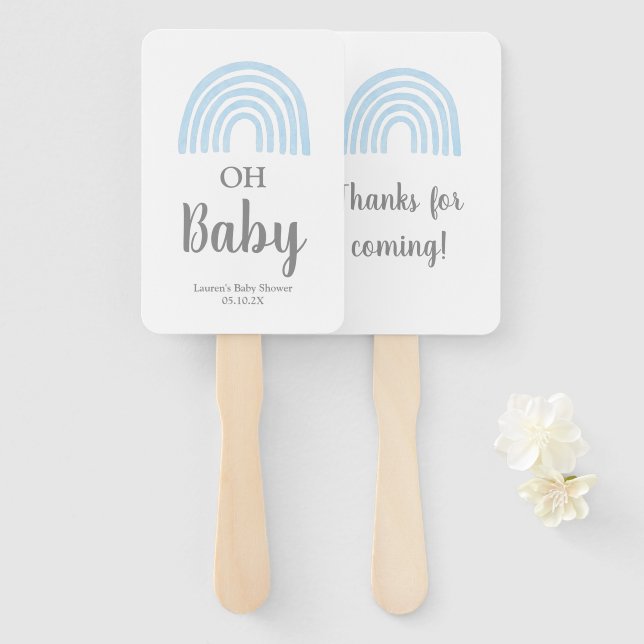 Baby Blue Rainbow Baby Dusche Handfächer (Vorne und Hinten)