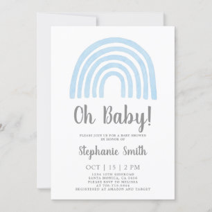 Baby Blue Rainbow Baby shower Boy Invitation