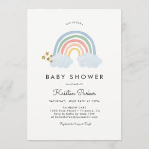 Baby Blue Rainbow Baby shower Cartes d'invitation