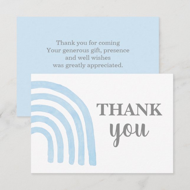 Baby Blue Rainbow Vielen Dank Note Card Mitteilungskarte (Vorne/Hinten)