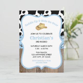 Baby Blue Rodeo Wild West Cowboy Birthday Einladung