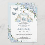 Baby Blue Roses Princess Cinderella Quinceañera Einladung<br><div class="desc">Personalize this vintage floral princess cinderella Quinceañera / Sweet 16 invitation with your own wording easily and quickly, simply press the customize it button to further re-arrange and format the style and placement of the text.  This elegant invitation features vintage baby blue French roses and a princess pumpkin coach. Matching...</div>