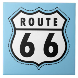 Baby Blue Route 66 Schild Fliese