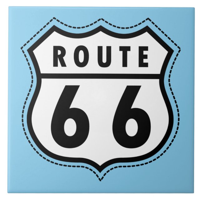 Baby Blue Route 66 Zeichen Fliese (Vorderseite)