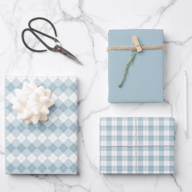 Baby Blue Rustic Romantic & Elegant Geschenkpapier Set (Vorderseite)
