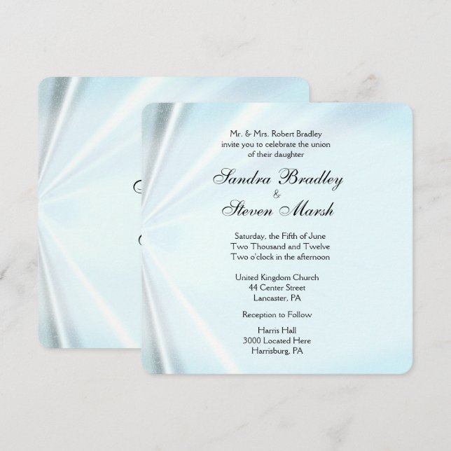 Baby Blue Satin Hochzeitseinladungen Einladung (Vorne/Hinten)