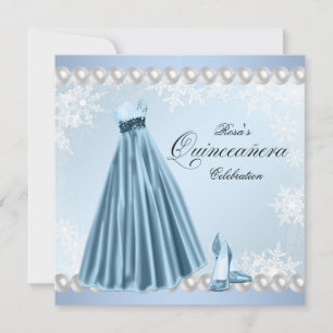 Baby Blue Schneeflocken-Quinceanera-Einladungen Einladung