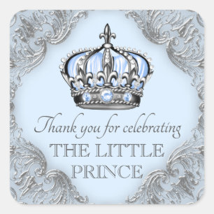 Baby Blue Silber Prinz Baby Shower Aufkleber