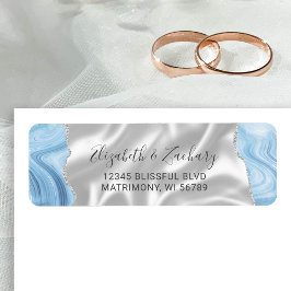 Baby Blue Silver Agate Silk Wedding Rücksendeadres