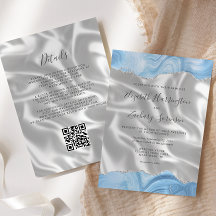 Baby Blue Silver Agate White Silk QR Code Hochzeit