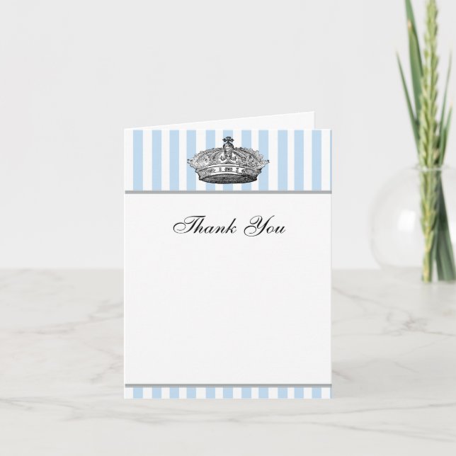 Baby Blue Silver Crown Prince Danke, Cards Dankeskarte (Vorderseite)