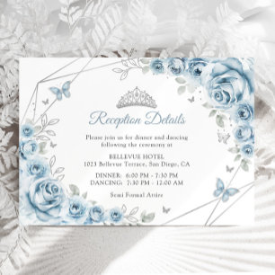 Baby Blue Silver Floral Quinceanera Details Begleitkarte