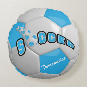 Baby Blue Soccer Ball   DIY Name Rundes Kissen
