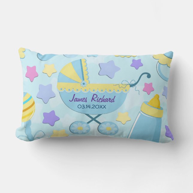 Baby Blue Stars et Carriage Keepsaké Coussin (Recto)