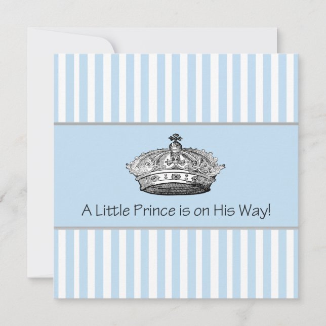 Baby Blue Stipes Prince Baby Boy Dusche Einladung (Vorderseite)