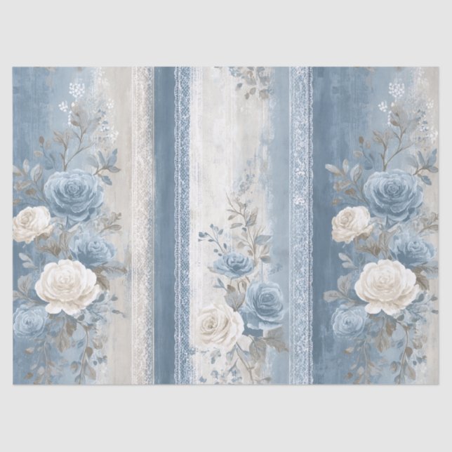 Baby Blue Stripe & Lace Seidenpapier (Vorderseite)