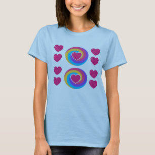 Baby Blue T - Shirt mit Herz- und Regenbogenfarben