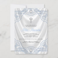 Baby Blue Taufe Christening White Satin