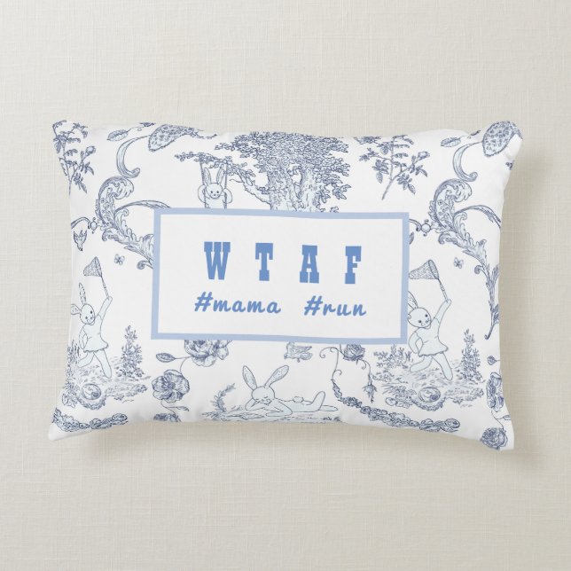Baby Blue Toile Bunny Rabbit Dekokissen (Rückseite)