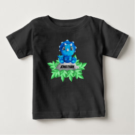 Baby Blue Triceratops Dinosaur Black Baby T - Shir T-shirt