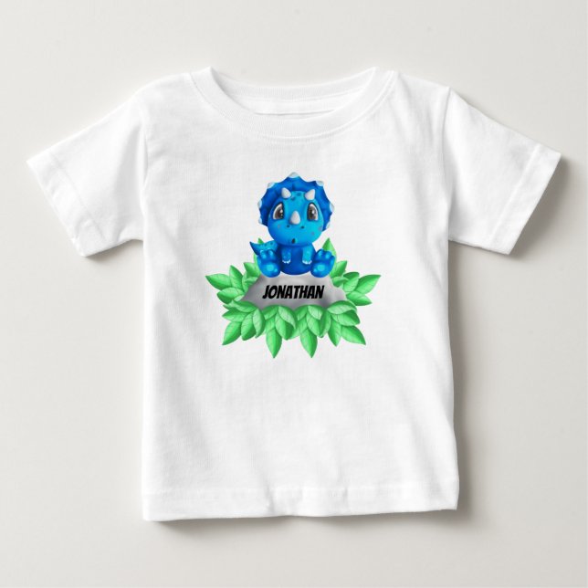 Baby Blue Triceratops Dinosaur T-shirt (Vorderseite)
