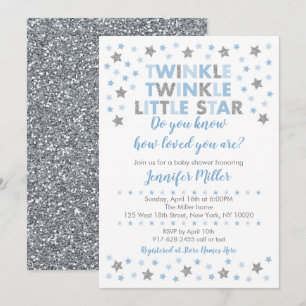 Baby Blue Twinkle Star Baby Dusche Einladung