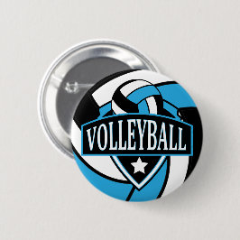 Baby Blue und Black Volleyball Logo Button