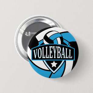 Baby Blue und Black Volleyball Logo Button