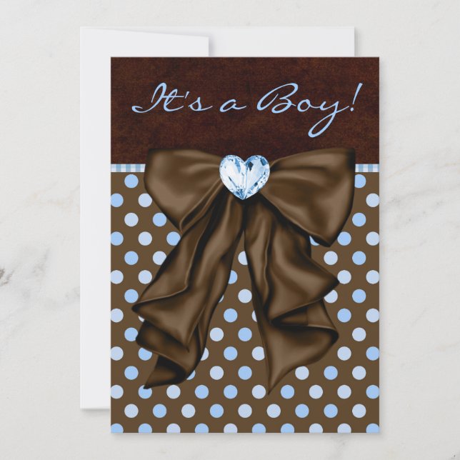 Baby Blue und Brown Baby Dusche Einladung (Vorderseite)
