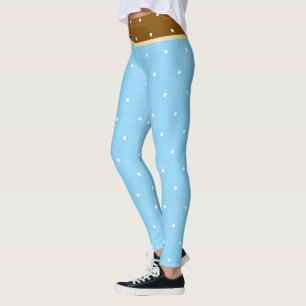 Baby Blue und Brown White Polka Dots Leggings