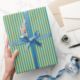 Baby Blue und Gelbe Streifen Geschenkpapier