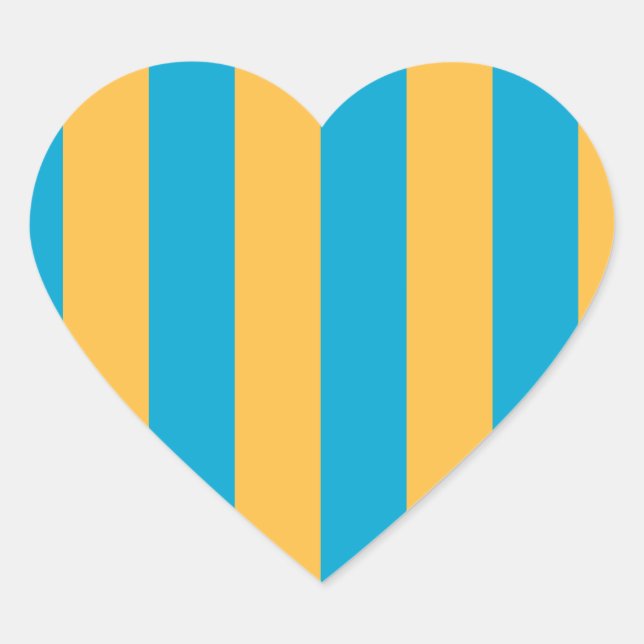 Baby Blue und Gelbe Streifen Herz-Aufkleber (Vorderseite)