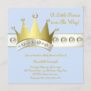 Baby Blue und Gold Prince Baby Dusche Einladung