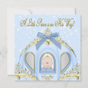 Baby Blue und Gold Prince Baby Dusche Einladung