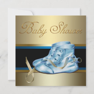 Baby Blue und Gold Prince Baby Dusche Einladung