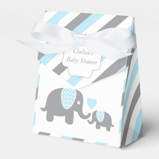 Baby Blue und Gray Stripe Elephant Geschenkschachtel (Vorderseite)