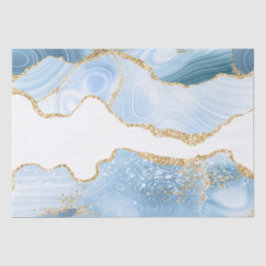 Baby Blue und Imitate Gold Glitzer Marble Agate Seidenpapier