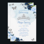 Baby Blue und Navy Butterfly Charra 15. Anos 3 Einladung<br><div class="desc">Baby Blue and Navy Butterfly Charra 15. Anos 3 EinladungMis Quince Anos,  15. Geburtstag, </div>