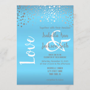 Baby Blue und Silver Confetti Dots Einladung