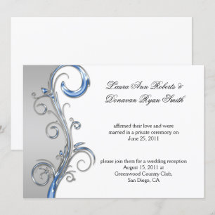 Baby Blue und Silver Verziert Post Wedding Einladung