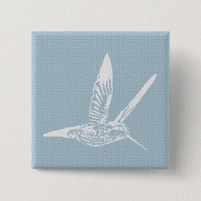 Baby Blue und White Elegant Hummingbird Button (Vorderseite)