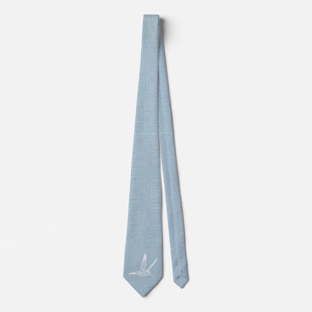 Baby Blue und White Elegant Hummingbird Krawatte (Vorderseite)