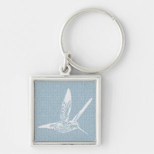 Baby Blue und White Elegant Hummingbird Schlüsselanhänger