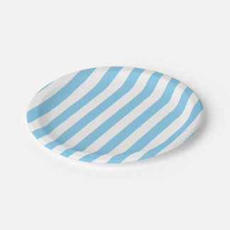 Baby Blue und White Large Size Streifen Pappteller