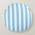 Baby Blue und White Large Size Streifen Rundes Kissen<br><div class="desc">Blau-weiße Streifen in großer Größe,  schlicht,  aber elegant</div>