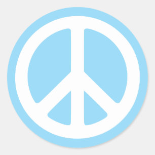 Baby Blue und White Peace Symbol Runder Aufkleber