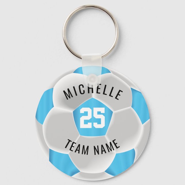 ⚽ - Baby Blue und White Schlüsselanhänger (Vorderseite)