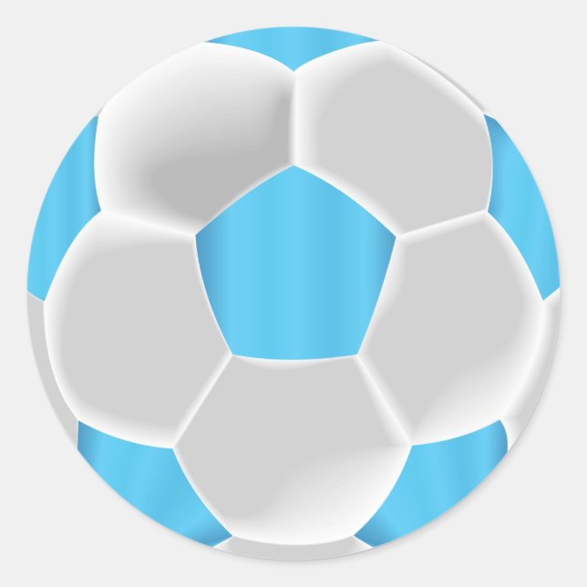 Baby Blue und White Soccer Ball Runder Aufkleber (Vorderseite)