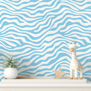 Baby Blue und White Zebra Stripe Tapete