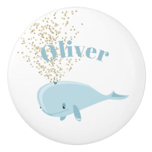 Baby Blue Whale Sparkle Nautical Personal Kinderzi Keramikknauf